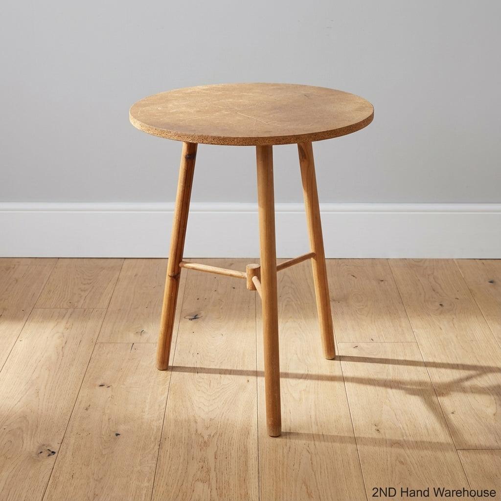 Charming Wooden Round Side Table with Cork Top ✨