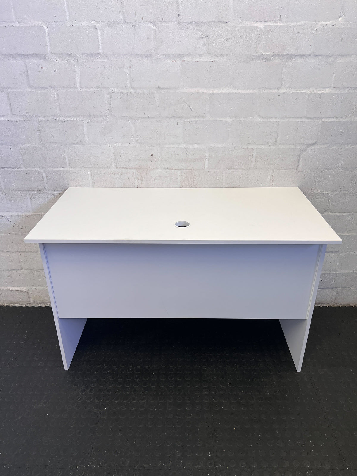 Sleek White Compact Desk with Cable Management