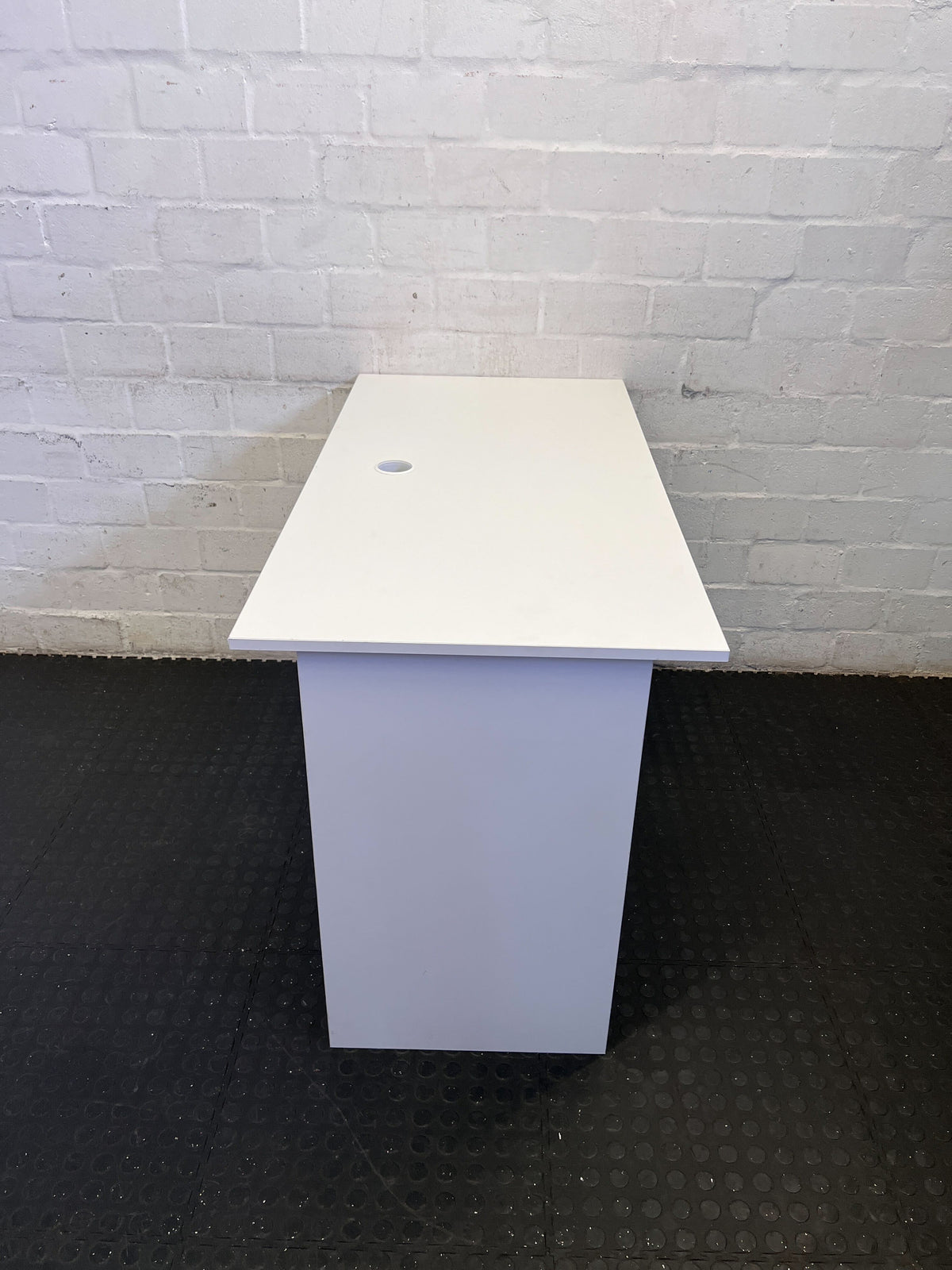 Sleek White Compact Desk with Cable Management