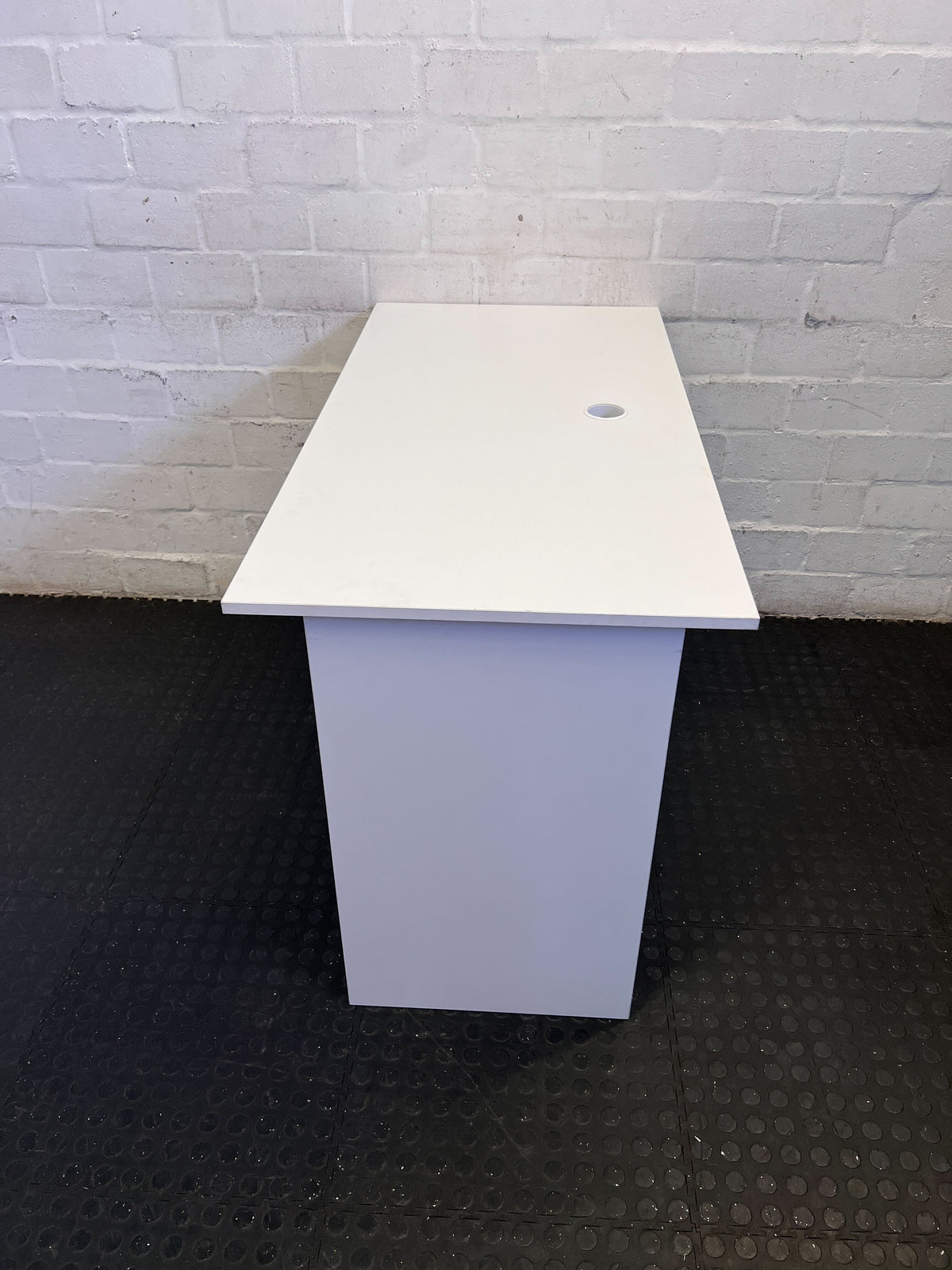 Sleek White Compact Desk with Cable Management