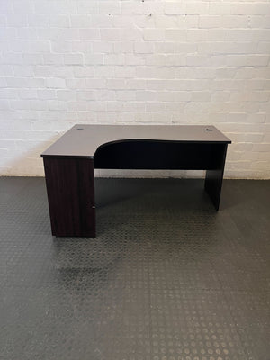 Efficient L-Shaped Office Desk - Dark Wood Finish