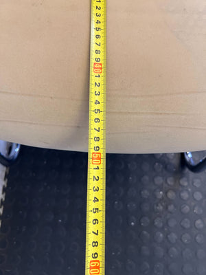 Retro Beige Upholstered Cantilever Chair with Wood Arms