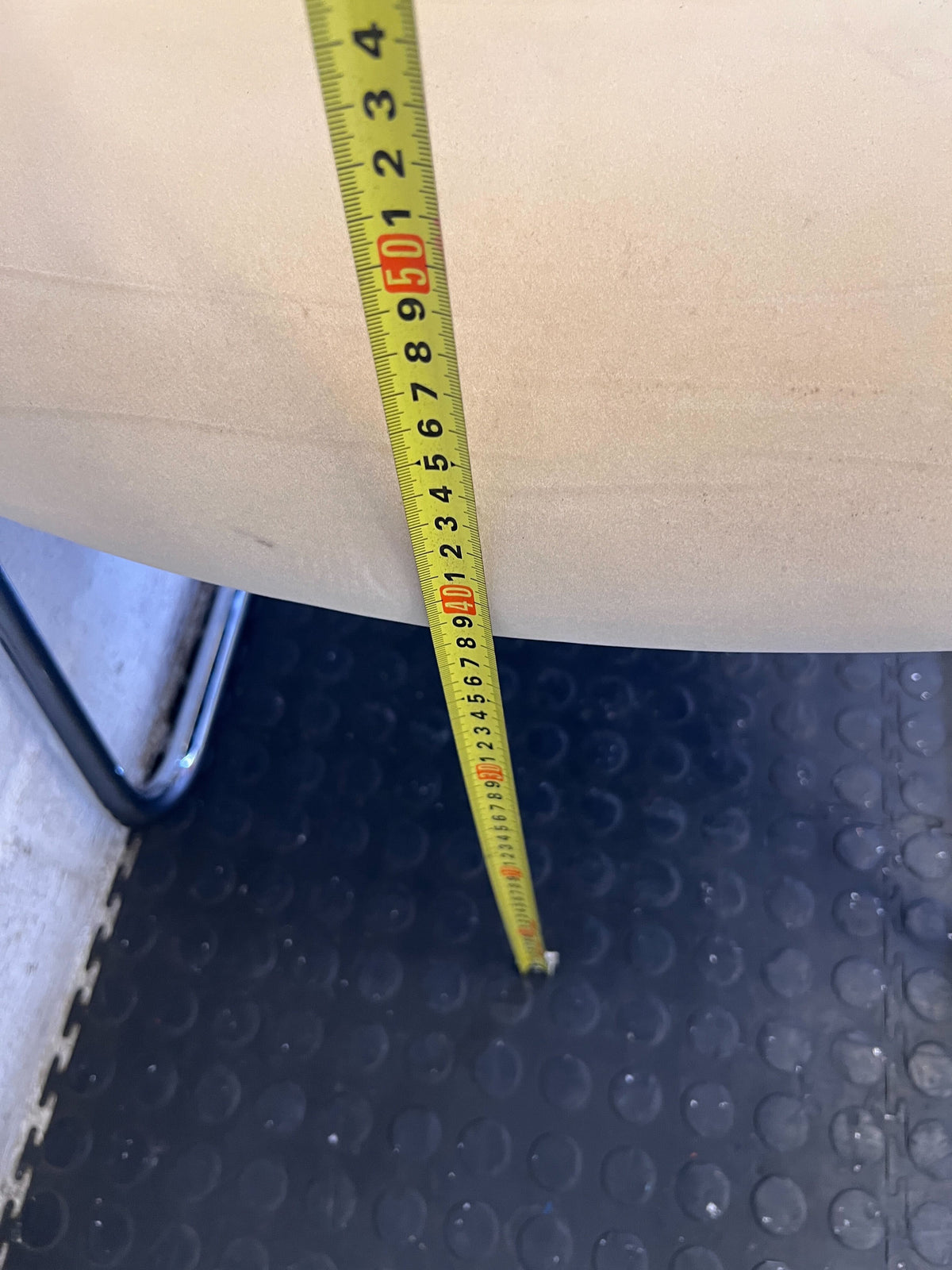 Retro Beige Upholstered Cantilever Chair with Wood Arms