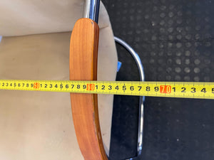 Retro Beige Upholstered Cantilever Chair with Wood Arms