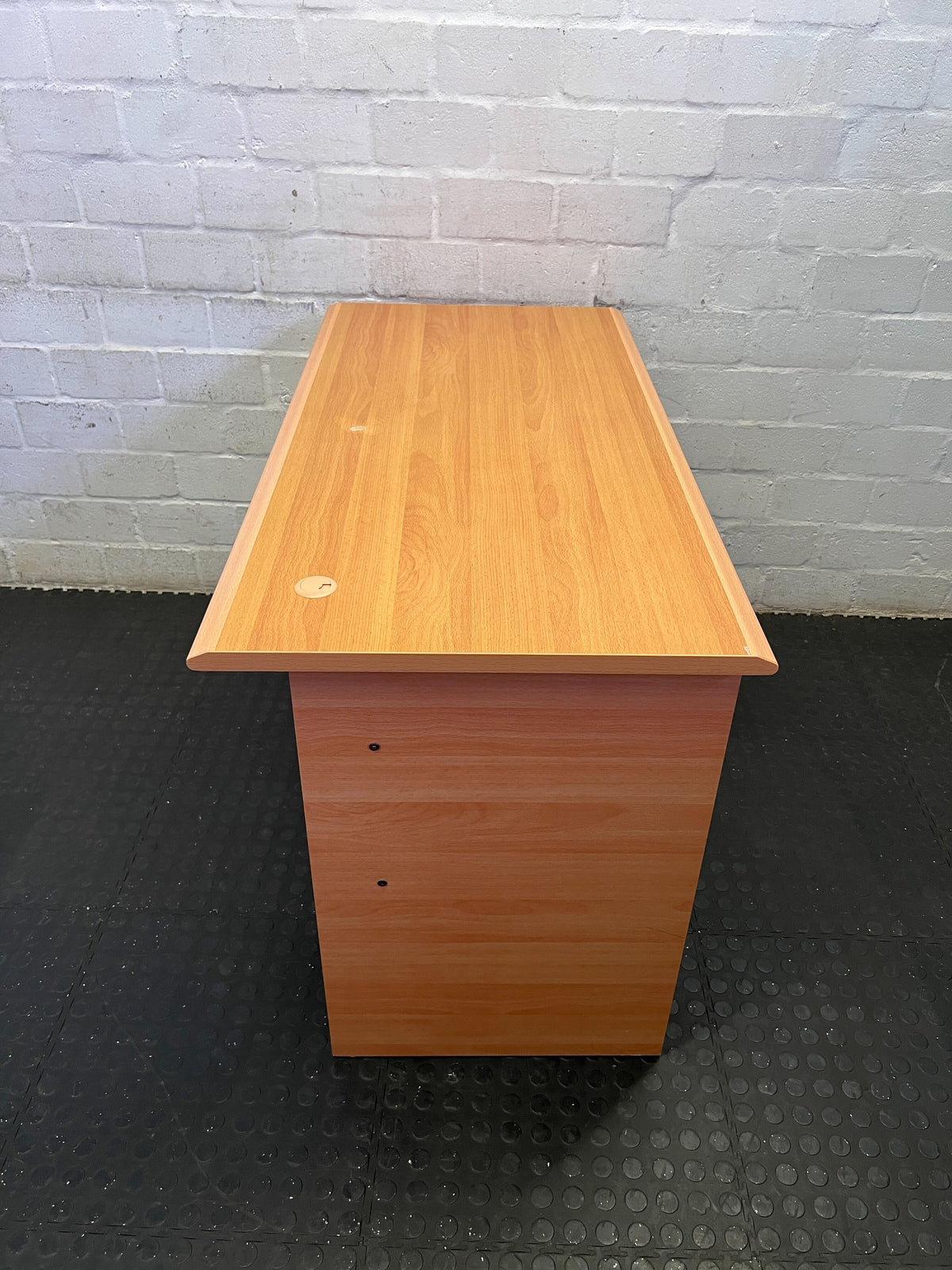 Compact Light Wood Office Desk with 3 Drawers
