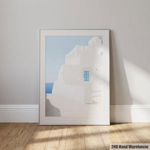 Tranquil Greek Island Framed Wall Art Print ✨ 97 x 72cm