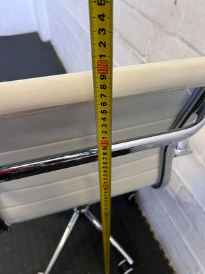 Sleek Cream Ribbed Swivel Office Chair