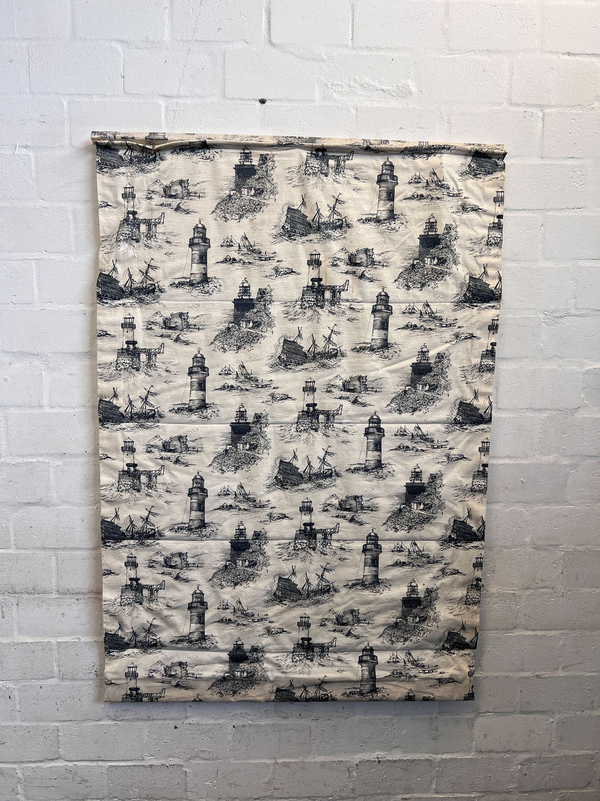 Nautical Lighthouse & Shipwreck Toile Fabric Roman Blind 145 x 100cm