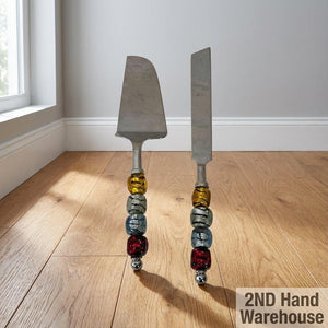 Colorful Beaded Handle Cake Server & Pie Knife Set - 2ndhandwarehouse.com
