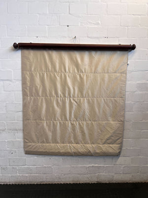 Elegant Beige Roman Blind with Classic Wooden Rod