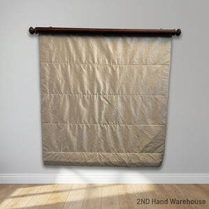 Elegant Beige Roman Blind with Classic Wooden Rod