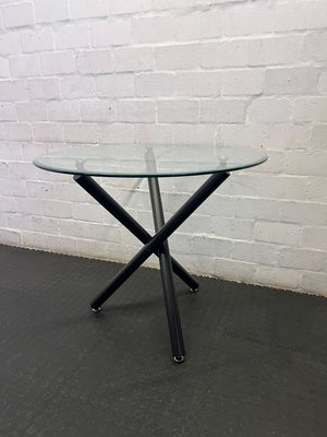 Modern Round Glass Top Coffee / Side Table with Black Metal Base