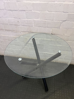 Modern Round Glass Top Coffee / Side Table with Black Metal Base