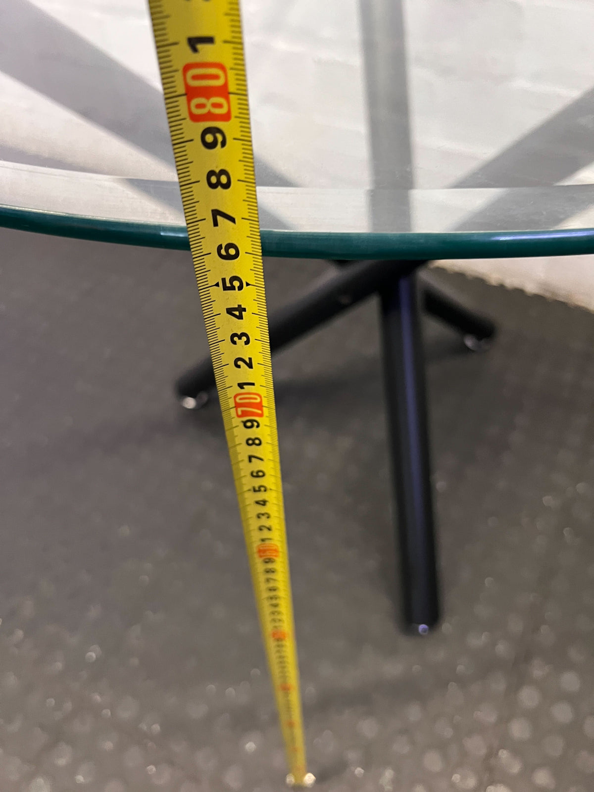 Modern Round Glass Top Coffee / Side Table with Black Metal Base