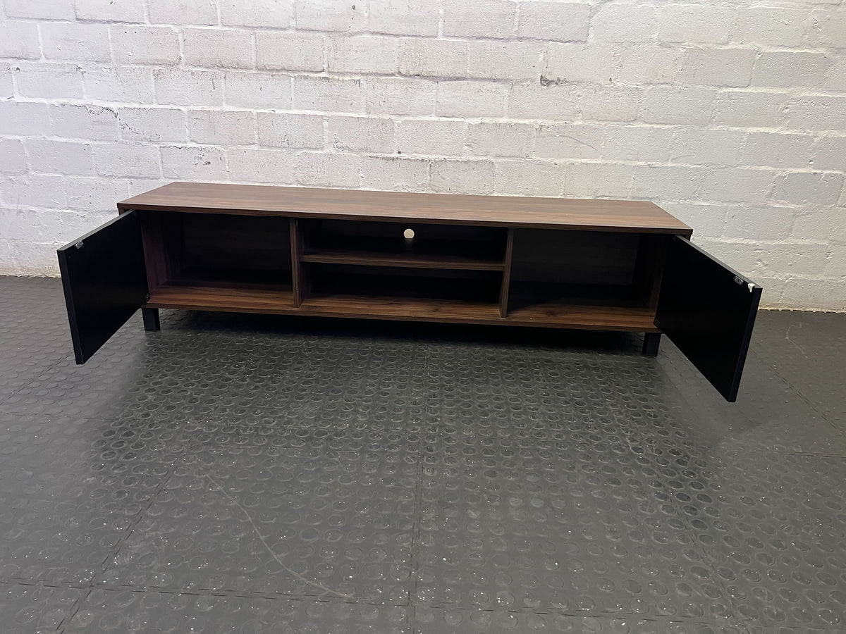 Sleek Dark Wood & Black Media Console