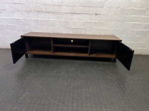 Sleek Dark Wood & Black Media Console