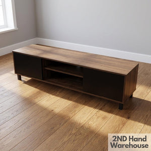 Sleek Dark Wood & Black Media Console