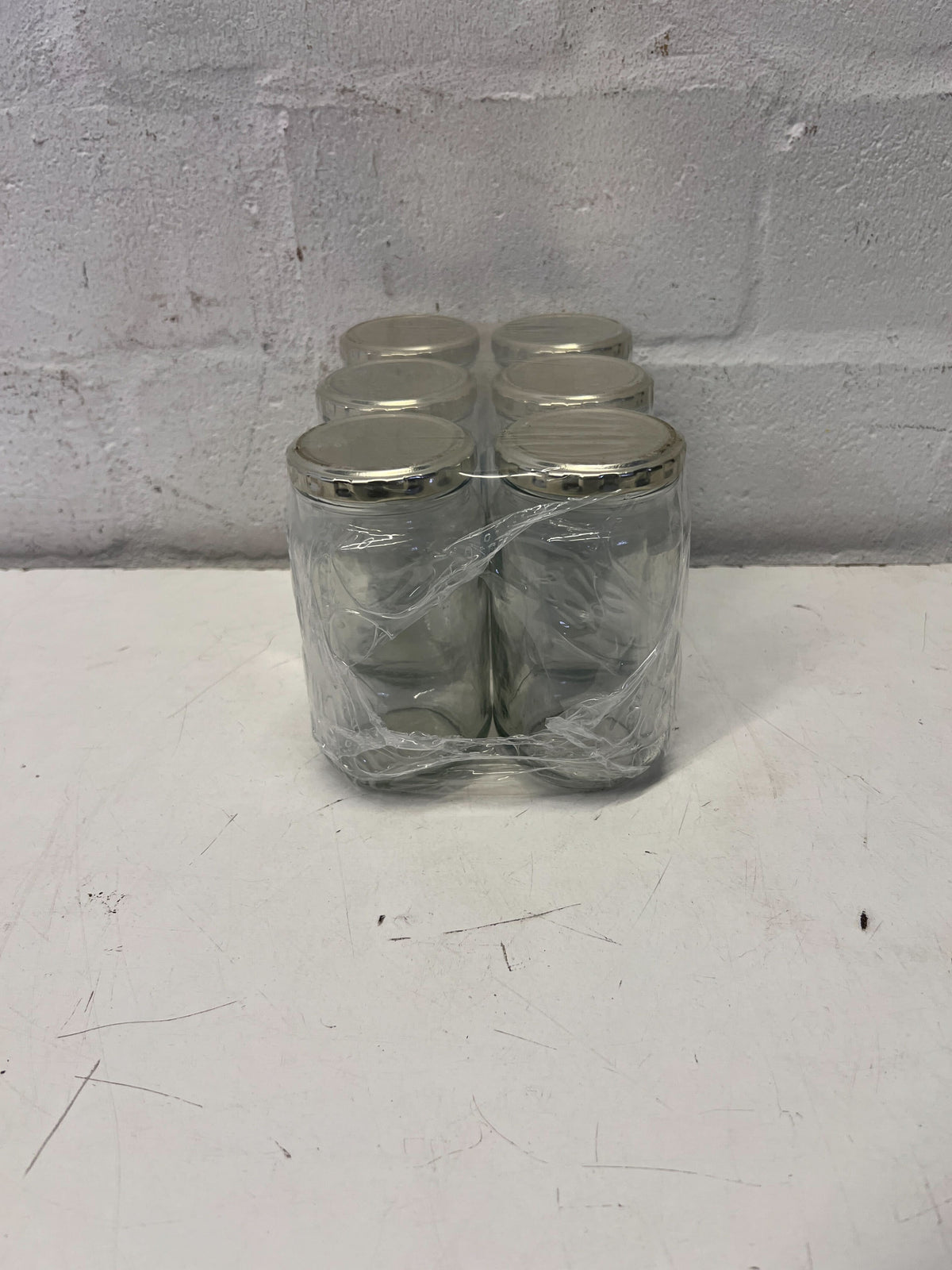 Set of 6 Clear Glass Jars with Silver Lids - 2ndhandwarehouse.com