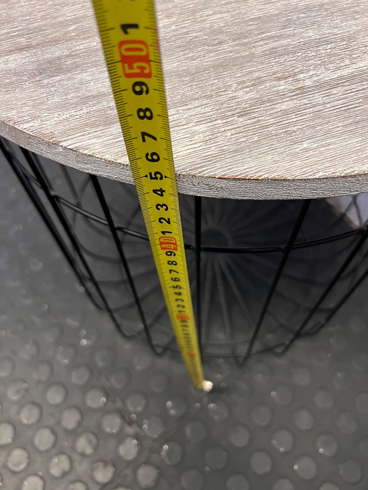 Industrial Chic Wire Basket Side Table with Stone Top