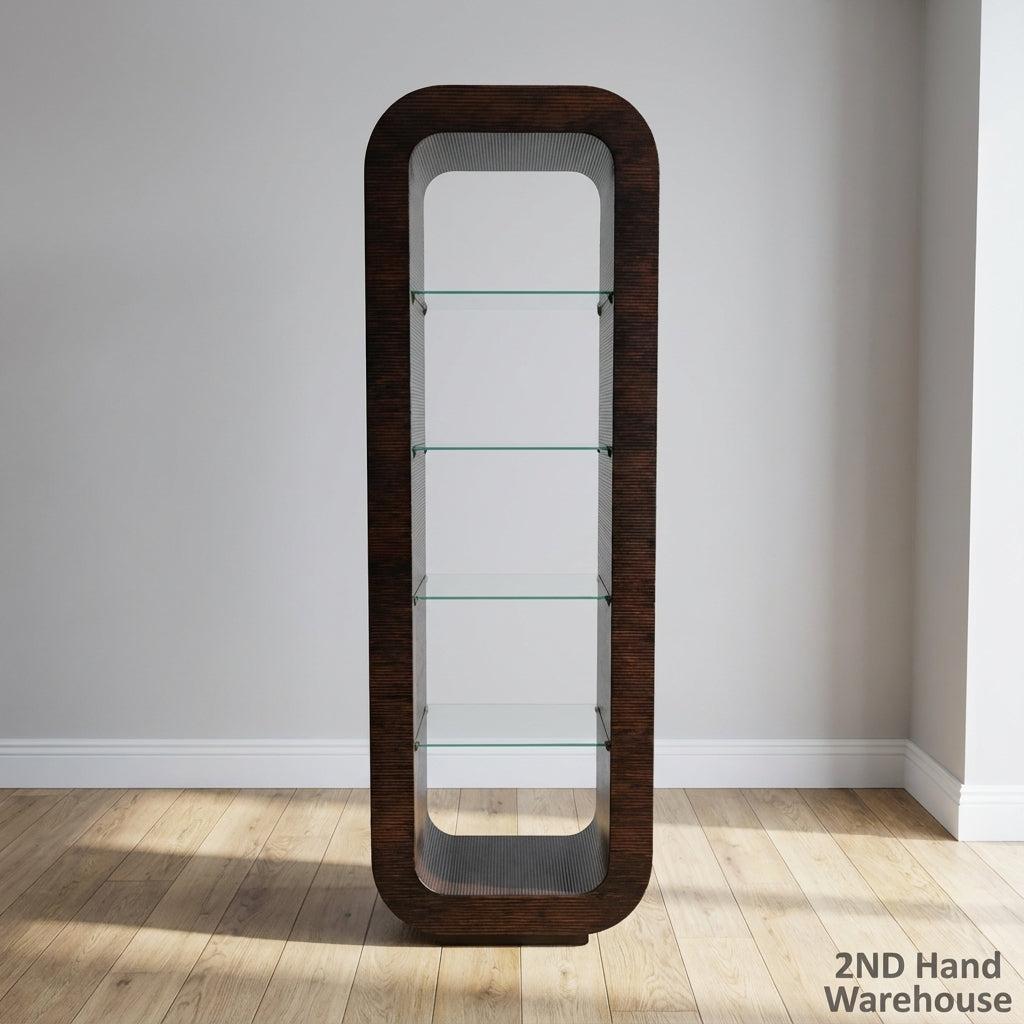 Modern Dark Wood & Glass Display Cabinet