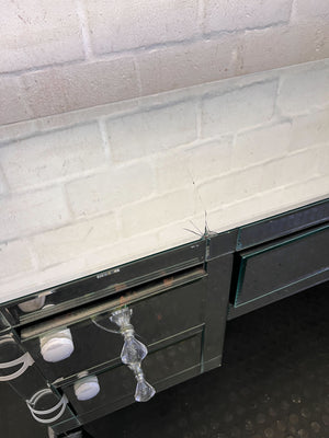 Damaged the mirror and two legs-Glamorous Mirrored Dressing Table / Small Desk with Crystal Knobs with damage