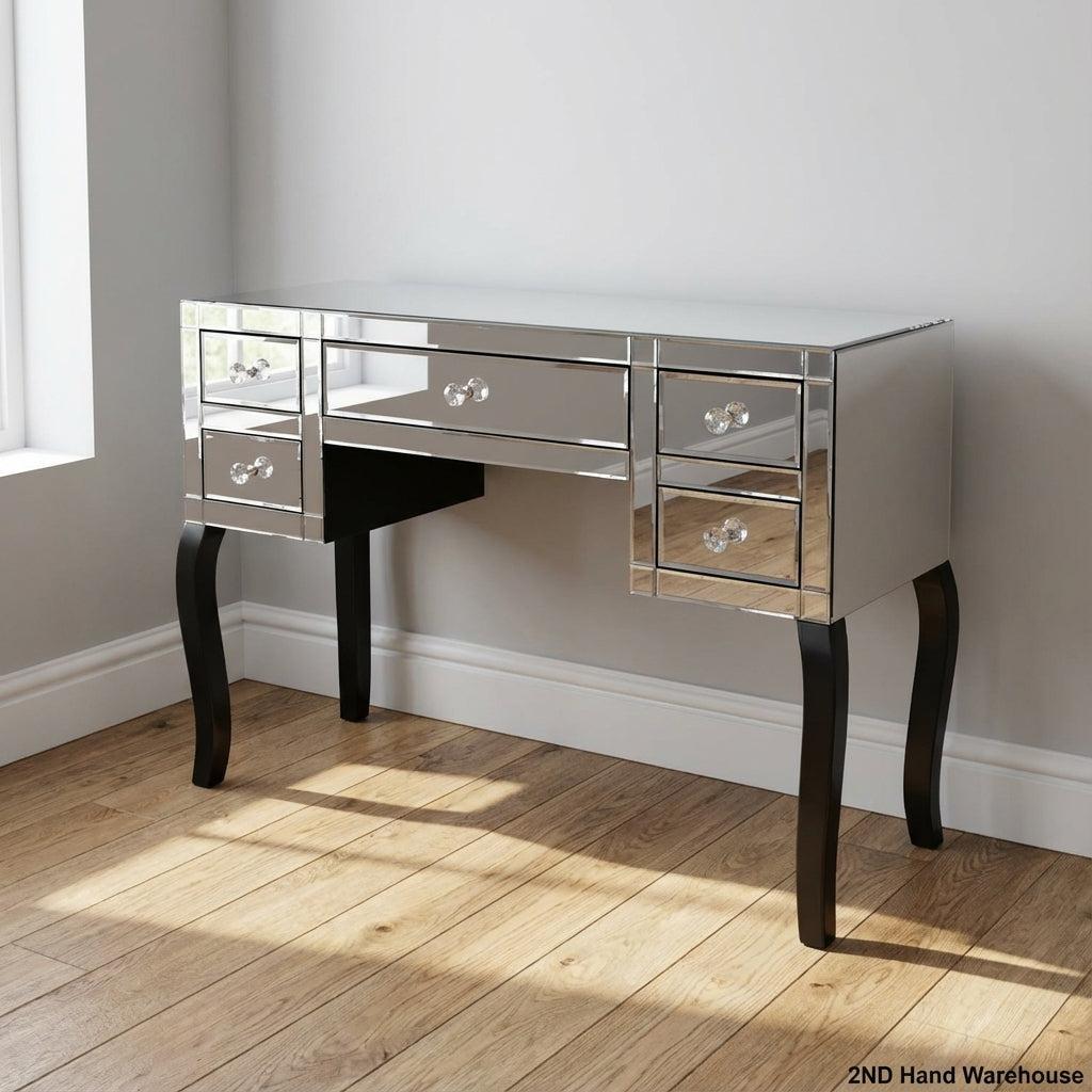 Damaged the mirror and two legs-Glamorous Mirrored Dressing Table / Small Desk with Crystal Knobs with damage