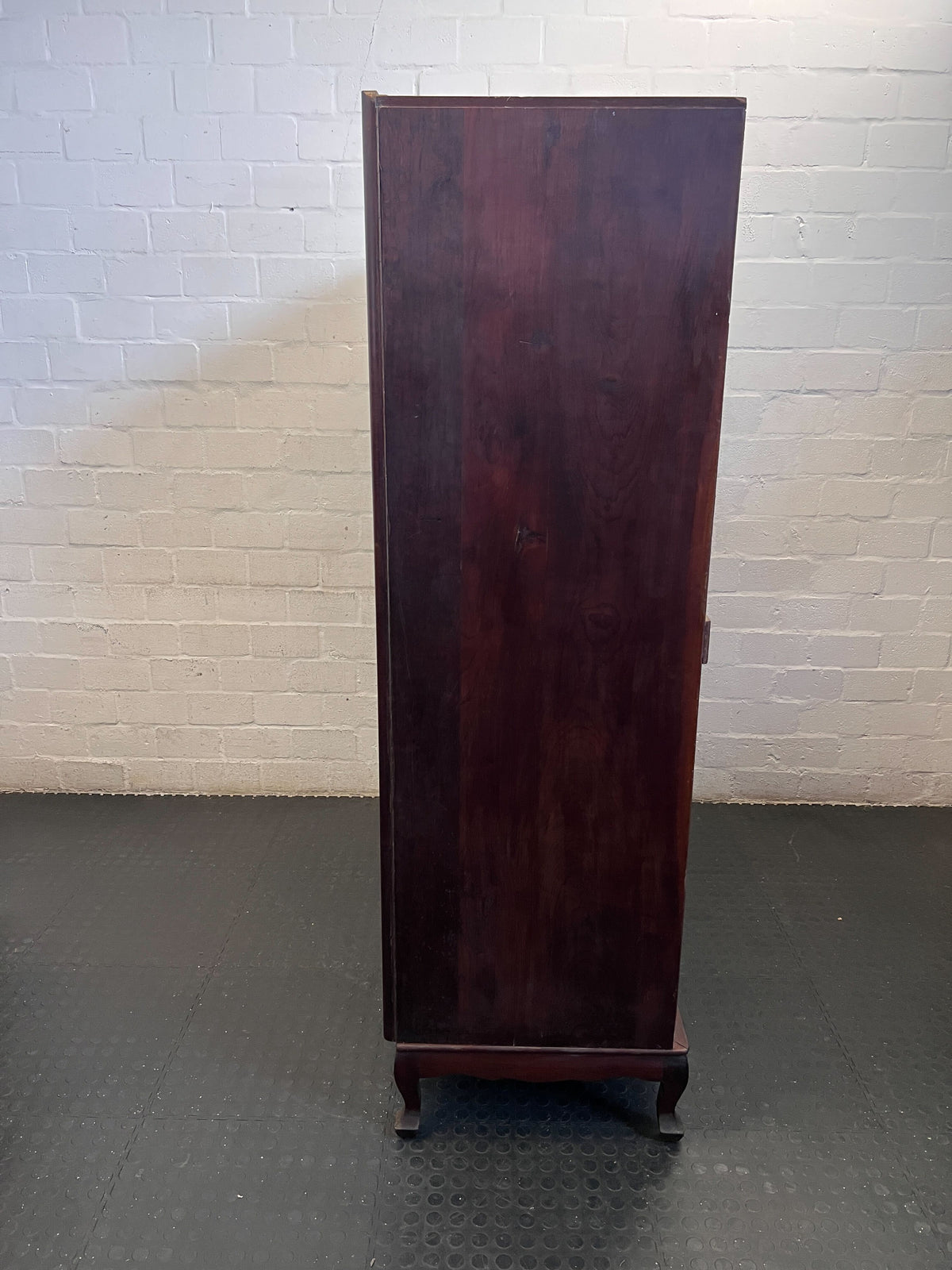 Elegant Vintage Dark Wood Triple Wardrobe