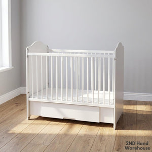 Classic White Baby Crib with Storage Drawer