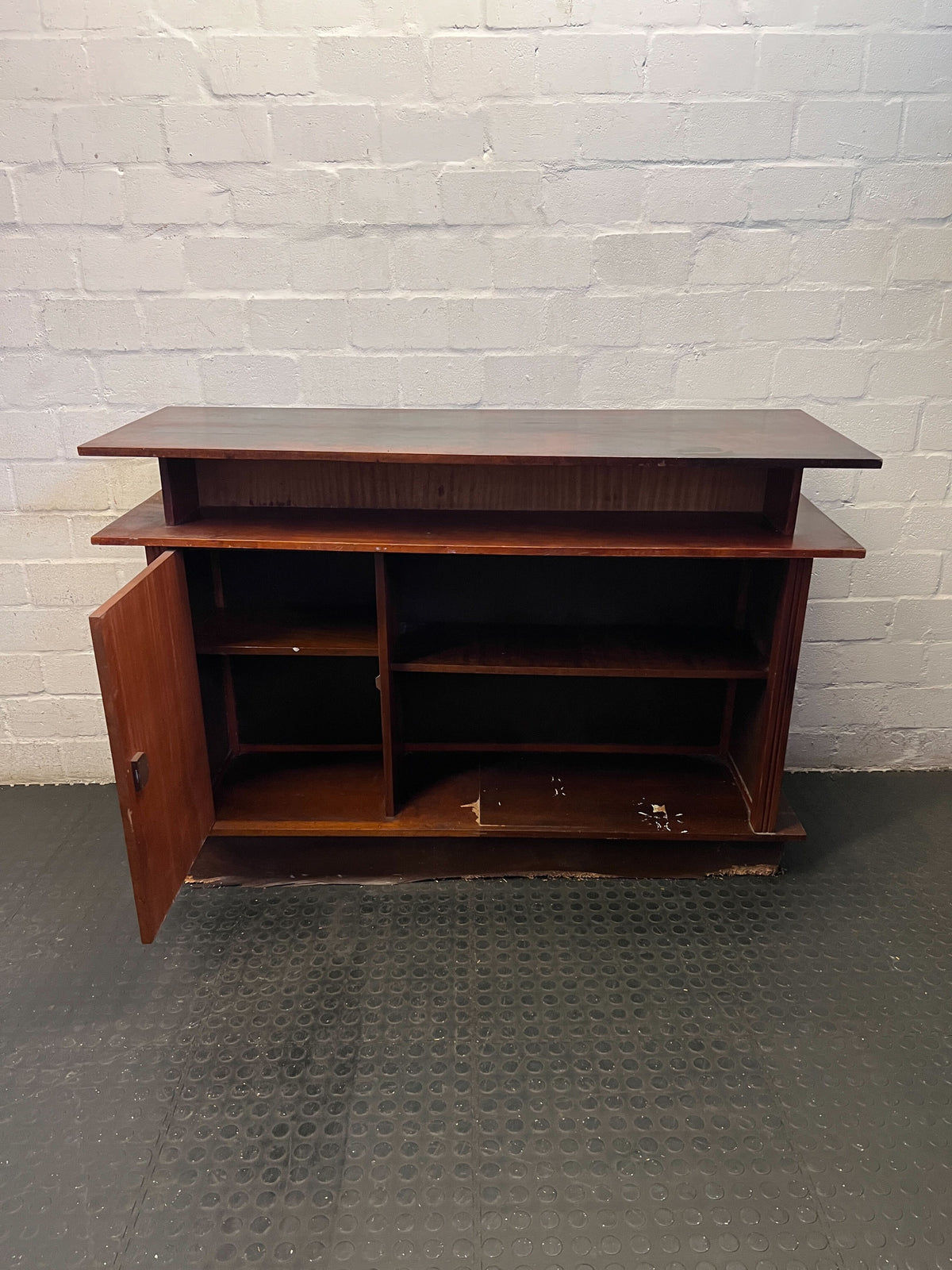 Retro Tiered Wooden Storage Cabinet | Mid-Century Style Sideboard