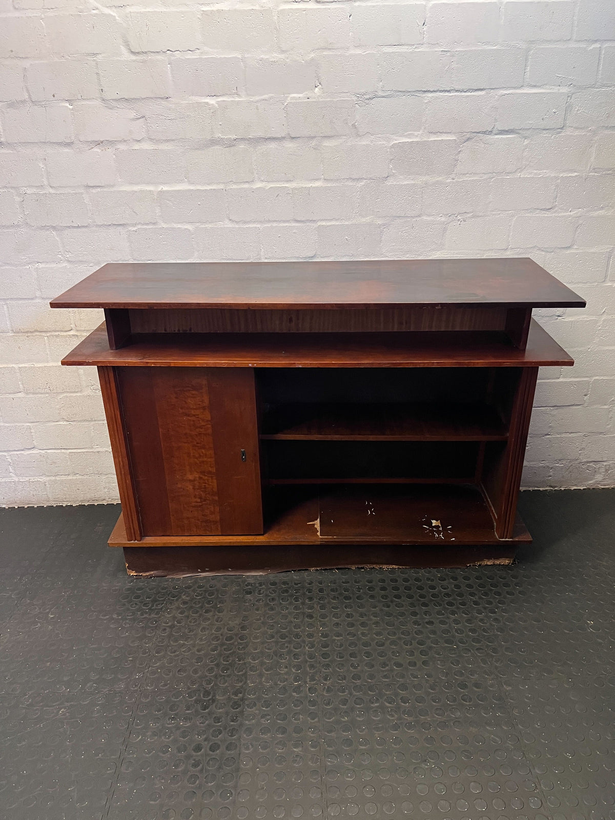 Retro Tiered Wooden Storage Cabinet | Mid-Century Style Sideboard