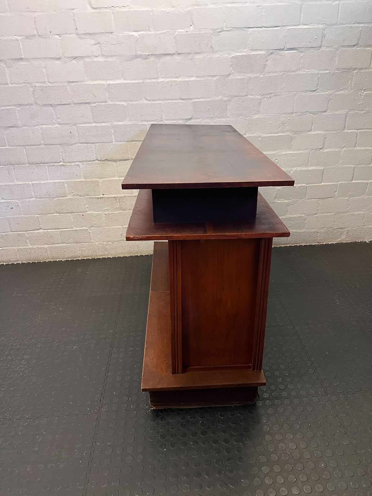 Retro Tiered Wooden Storage Cabinet | Mid-Century Style Sideboard