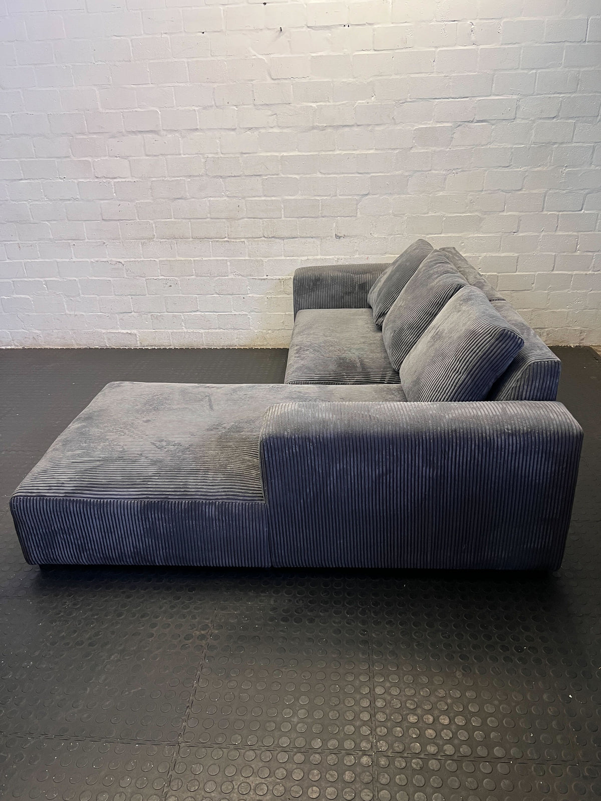 Comfort L-Shape Grey Corduroy Sectional Sofa with Chaise