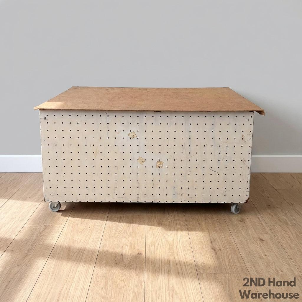 Versatile Mobile Pegboard Storage Unit with Wooden Top