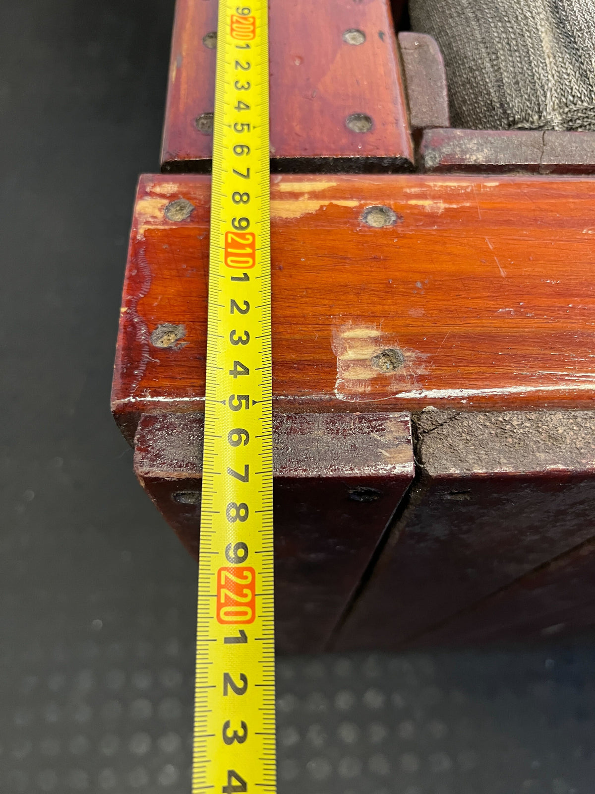 Rustic Wooden Sectional Sofa with Grey Cushions - Fair used