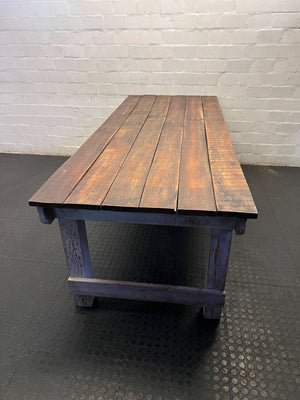 Rustic Reclaimed Wood & Grey Base Versatile Table - Fair used 240W x 94W x 75H