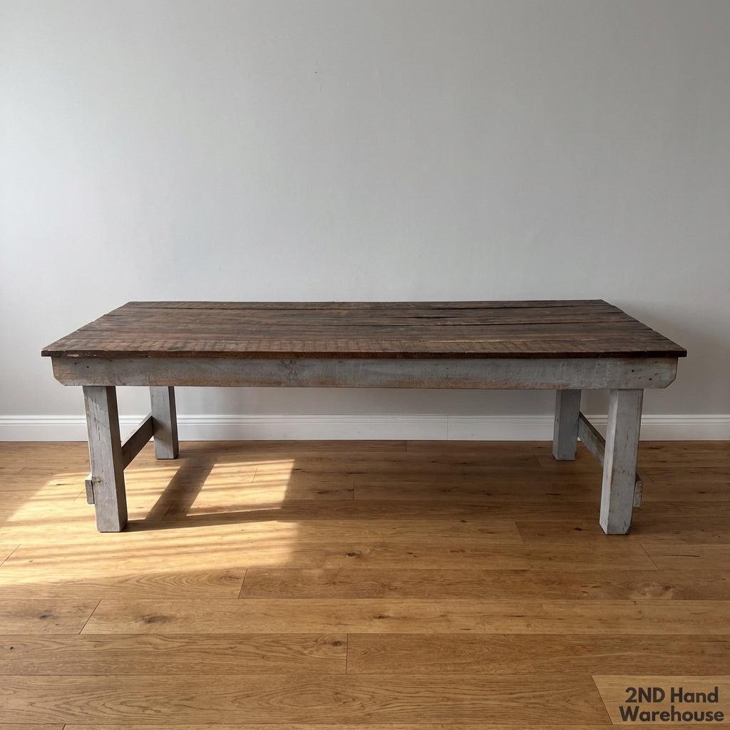 Rustic Reclaimed Wood & Grey Base Versatile Table - Fair used 240W x 94W x 75H