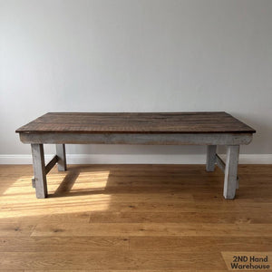 Rustic Reclaimed Wood & Grey Base Versatile Table - Fair used 240W x 94W x 75H