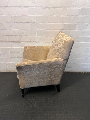 Elegant Damask Armchair - Cream & Gold Patterned Accent Chair - Fair used