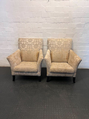 Elegant Damask Armchair - Cream & Gold Patterned Accent Chair - Fair used