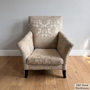 Elegant Damask Armchair - Cream & Gold Patterned Accent Chair - Fair used