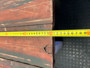 Rustic Distressed Red Top Wooden Workbench & Dining Table - Fair used 210L x 84Wx 74H