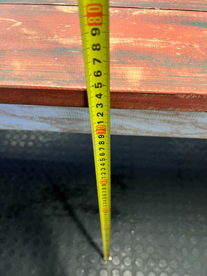 Rustic Distressed Red Top Wooden Workbench & Dining Table - Fair used 210L x 84Wx 74H