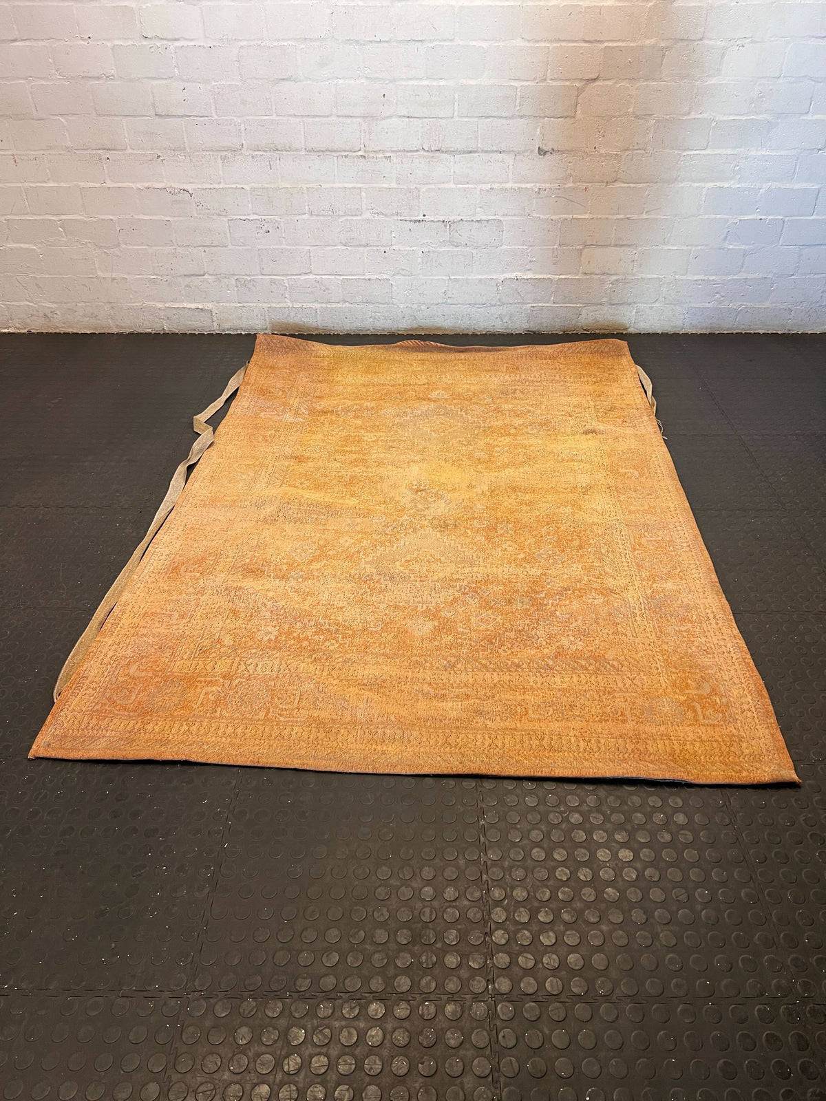 Vibrant Orange & Gold Patterned Area Rug - Some small damages 230 x 158cm - 2ndhandwarehouse.com