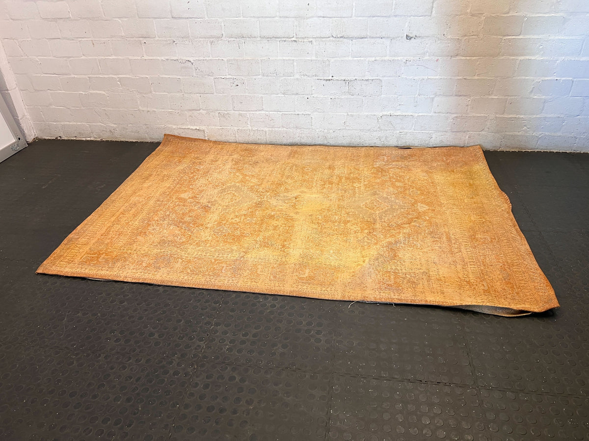 Vibrant Orange & Gold Patterned Area Rug - Some small damages 230 x 158cm - 2ndhandwarehouse.com
