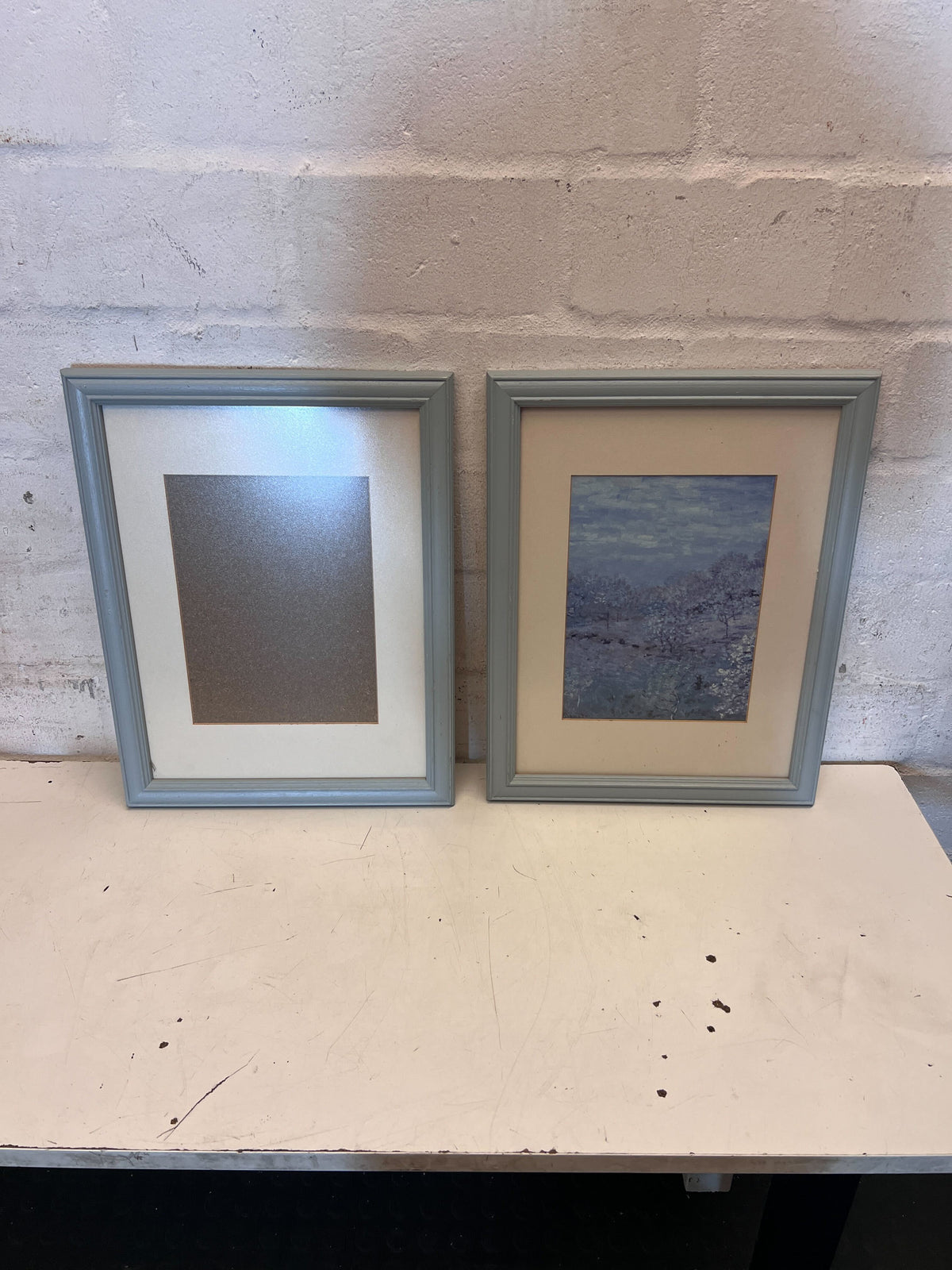 Charming Pastel Blue Picture Frame with White Mat - 2ndhandwarehouse.com