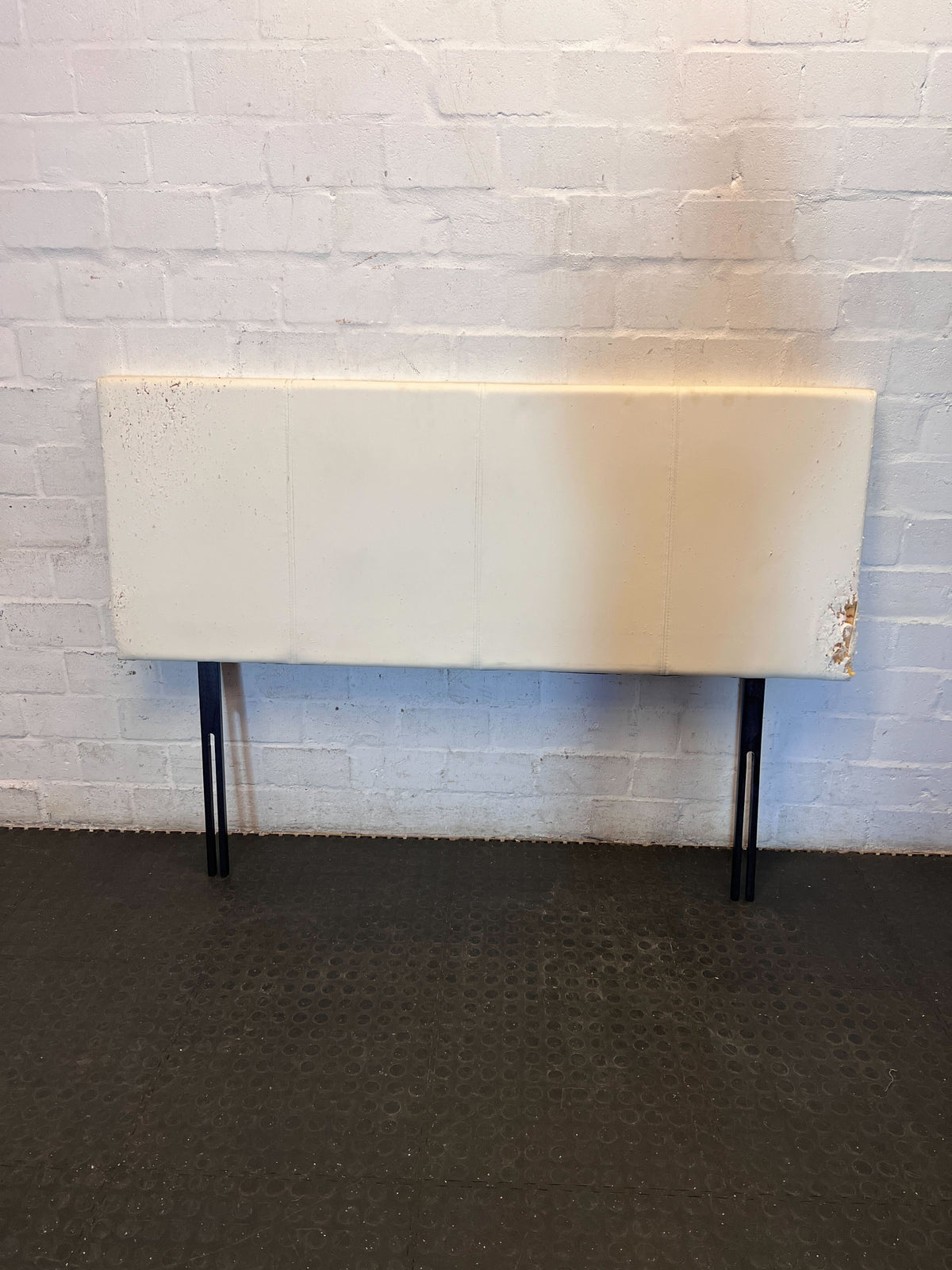 Retro Cream Headboard with Metal Legs - Damaged