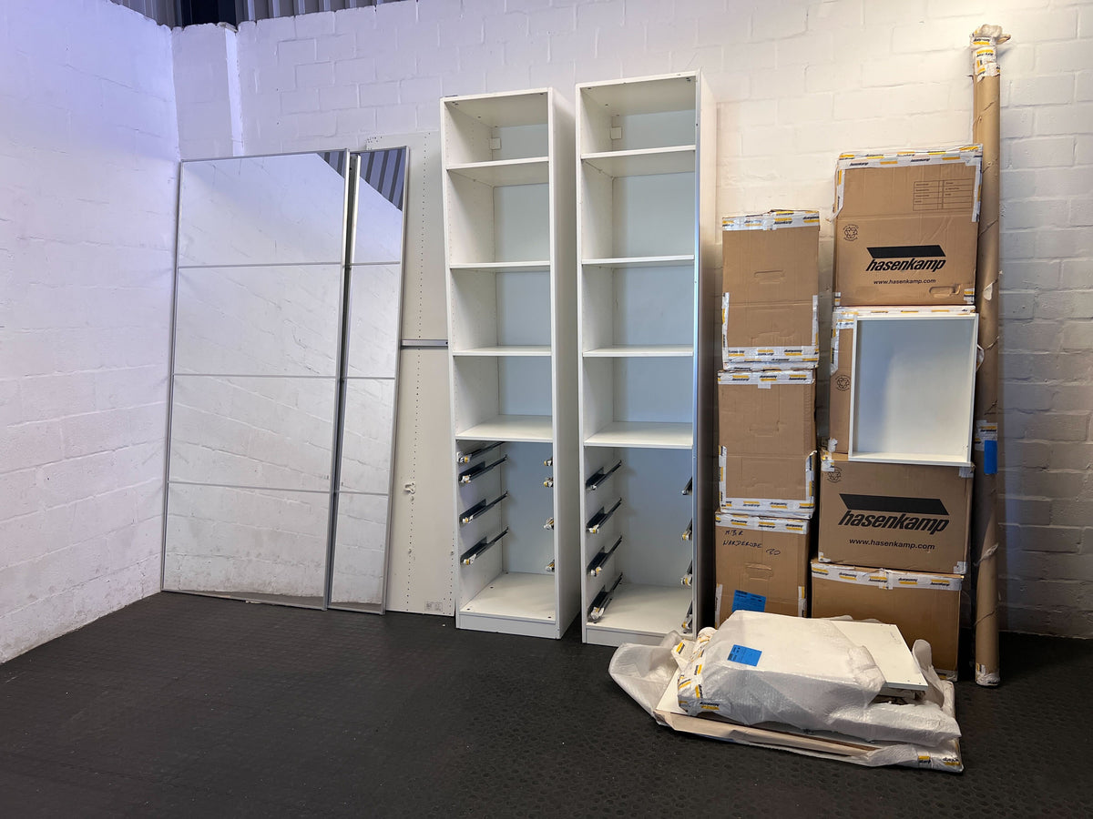 - Need to be assembled-Modular White Wardrobe Frames with Sliding Door Kit - 2ndhandwarehouse.com