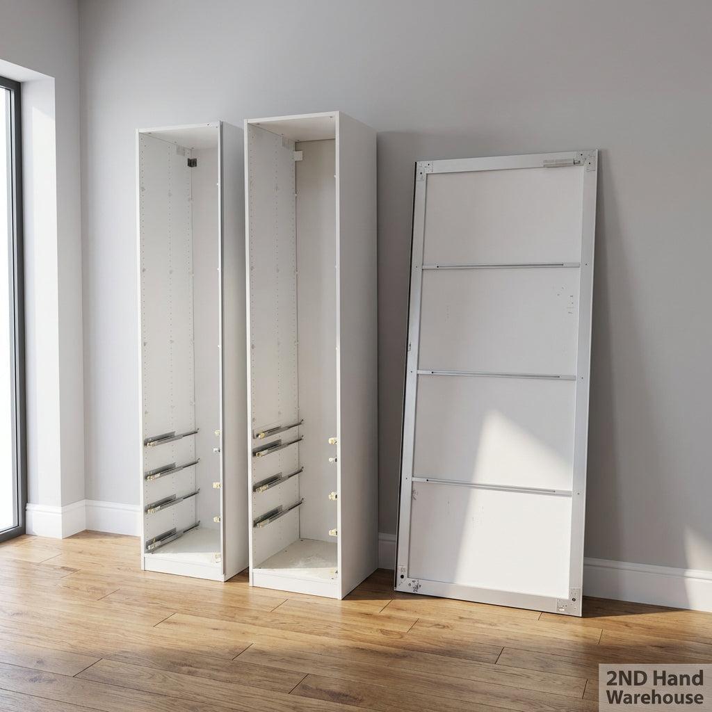 - Need to be assembled-Modular White Wardrobe Frames with Sliding Door Kit - 2ndhandwarehouse.com