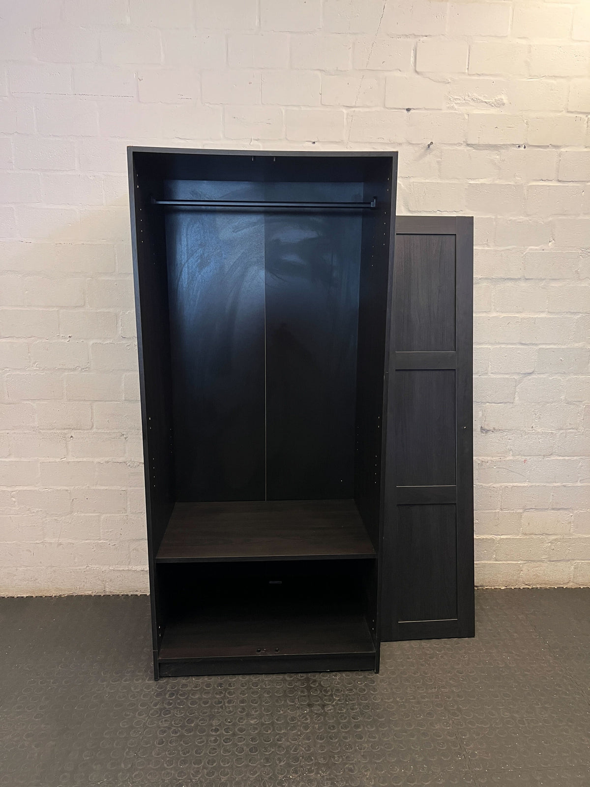 Stylish Dark Wood Double Wardrobe - The doors need hinges - 2ndhandwarehouse.com