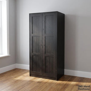 Stylish Dark Wood Double Wardrobe - The doors need hinges - 2ndhandwarehouse.com